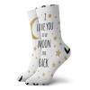 I Love You Funny Compression Socks Women and Men,Ornamental Valentines Amusement Celebration Hand Drawn Zig Zags Stars,Best for Circulation,Running,Athletic,Nurse,Travel,Black Pale Brown -12 inch view 1