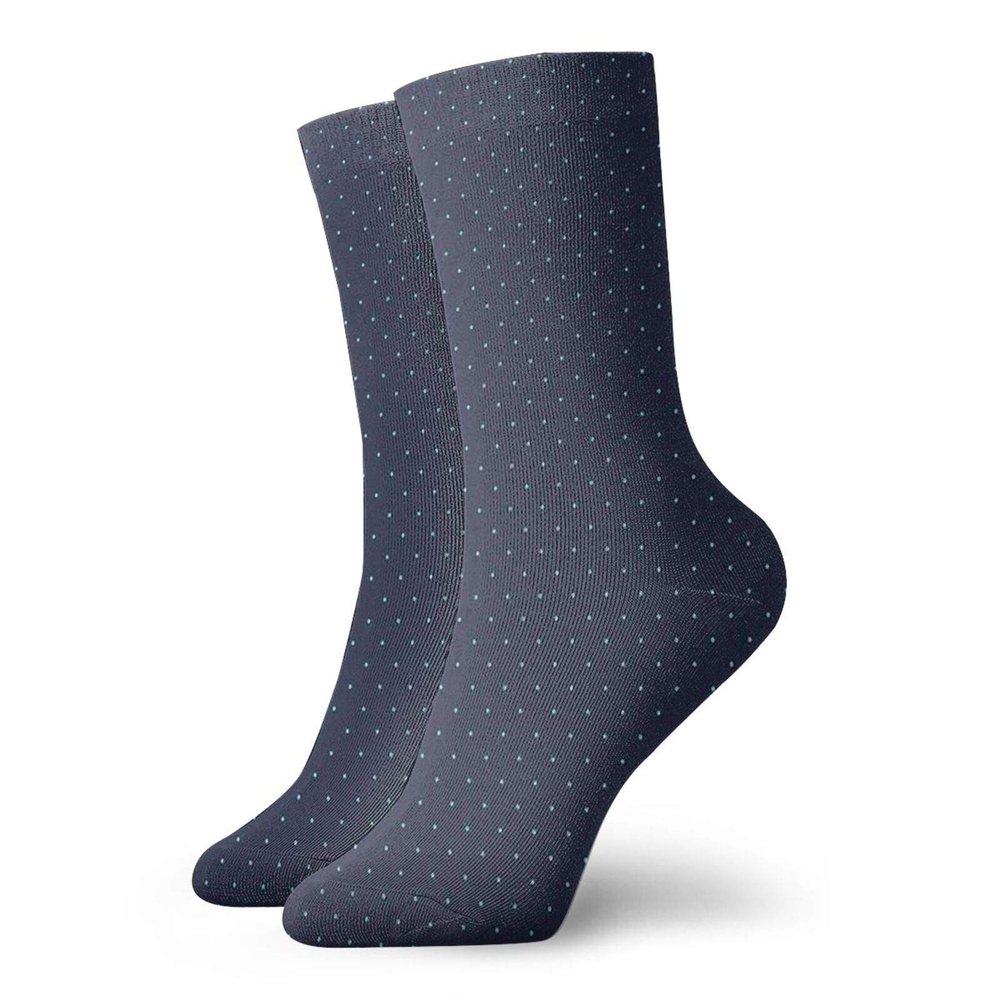 Dark Blue Fashion Compression Socks,Simple Small Color Dots On Dark Blue Background Retro Style,Performance Polyester Cushioned Athletic Crew Socks for Running,Athletic,Pale Blue Dark Blue -12 inch