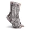 Hamsa Fashion Compression Socks,Eastern Asian Culture Esoteric Good Luck,Performance Polyester Cushioned Athletic Crew Socks for Running,Athletic,Cinnamon Dark Brown White -12 inch view 2