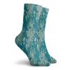 GULTMEE Leaf Funky Colorful Cushion Sport Socks,Romantic Roses On Blossoming Branches In,Athletic Cushioned Running Performance Crew Socks For Men/Women,Teal Beige -12 inch view 2