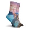 GULTMEE Funny Compression Socks Women and Men,Photo Of Golden Gate Bridge By Mountains Lonely Tree Fascination Usa Photo,Best for Circulation,Running,Athletic,Nurse,Travel, -12 inch view 2