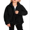 Arshiner Girls Warm Fleece Jacket Faux Winter Shearling Chunky Coat With Pockets Black 4-5 view 1