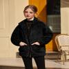 Arshiner Girls Warm Fleece Jacket Faux Winter Shearling Chunky Coat With Pockets Black 4-5 view 2