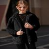 Arshiner Girls Warm Fleece Jacket Faux Winter Shearling Chunky Coat With Pockets Black 4-5 view 4