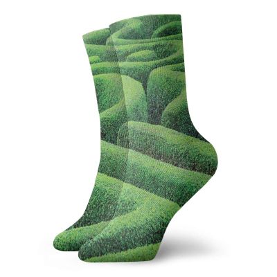 GULTMEE Garden Fashion Compression Socks,Green Plant Maze Growth Ecology And,Performance Polyester Cushioned Athletic Crew Socks for Running,Athletic,Green -12 inch