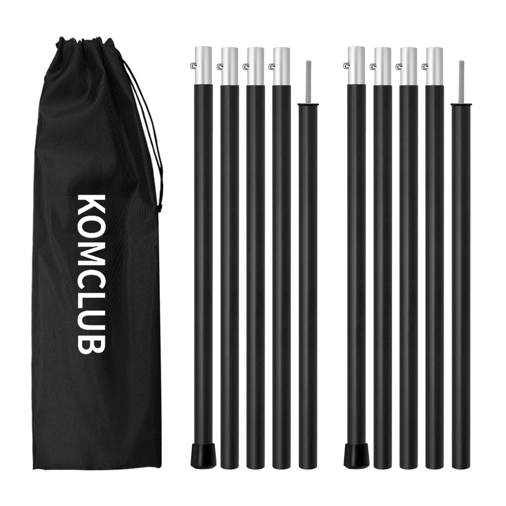 KOMCLUB Telescoping Tent Poles Tarp Poles 5-Section Adjustable Aluminum Rods for Tent Fly and Tarps Lightweight Replacement Adjustable Tent Poles for Outdoor Sport Camping 78Inch(Black)