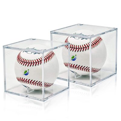 2PCS Baseball Display Case, UV Protected Acrylic Cube Baseball Holder Clear and Square, Sport Collectibles Memorabilia Collectors Display Box for Official Size Baseball