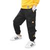 Rolanko Boys' Cargo Pants Casual Kids Joggers Elastic Waist Outdoor Hiking Baggy Trousers 4-14 Years (Black, 8-10) view 2