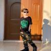 Rolanko Boys' Cargo Pants Casual Kids Joggers Elastic Waist Outdoor Hiking Baggy Trousers 4-14 Years (Camouflage, 14-16) view 3