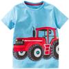 2-8Y Toddler Kids Baby Boys Summer T-Shirt Cotton Short Sleeve Blouse Basketball Soccer Funny Print Tops Clothes (Light Blue Tractor, 3T) view 1