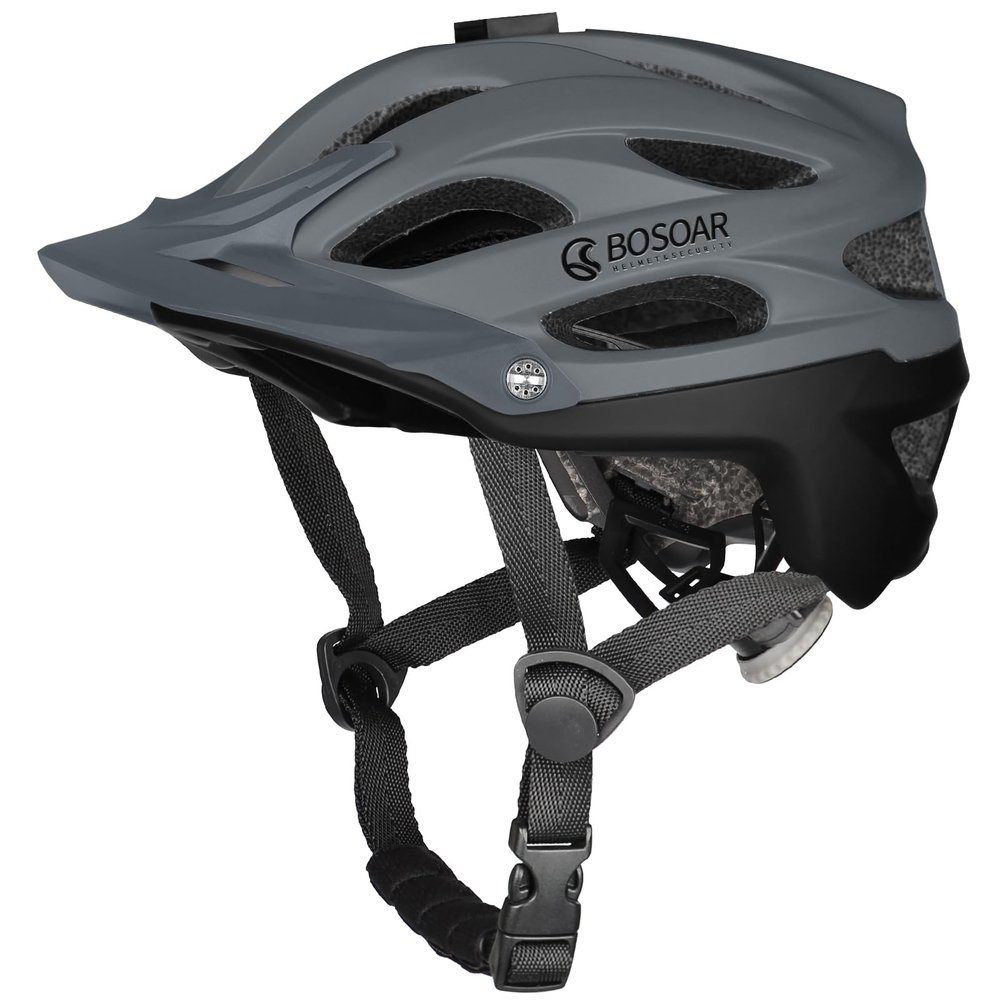 Bosoar Mountain Bike Helmet,Adult Cycling Helmet with Camera Mount and Detachable Visor for Men Women Youth,Suggested Fit 55-61 Cm