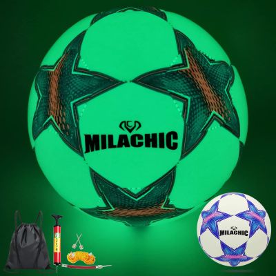MILACHIC Soccer Ball, Glow in The Dark Soccer Ball Size 4 Glowing Soccer Gifts for Teenagers, Men, Women Indoor-Outdoor Soccer Training (with Pump)
