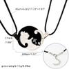 MISS RIGHT Cat Yin Yang Necklaces for Women Men, Stainless Steel Couples Puzzle BFF Necklace for 2, Cat Lovers Gifts (Round Cat | Black&White) view 3