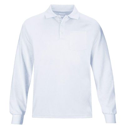 MOHEEN Mens White Long Sleeve Moisture Wicking Performance Polo Shirts Big&Tall Casual Solid Golf Pique Shirts 12132White-5XL