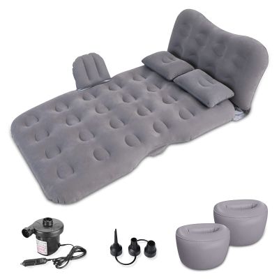 Ergocar Inflatable Bed MPV&SUV Car Air Mattress Electric Flocking with Pillows Foldable Airbed Leak-Proof Air Sofa Air Lounger for Camping, Hiking, Beach, Travelling-Gray