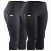 NELEUS 2 Pack Tummy Control High Waist Workout Yoga Capri Leggings Yoga Pants,9027,Black,Grey,L,EU XL view 1