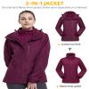 CAMEL CROWN Women's Waterproof Ski Jacket 3 in 1 Winter Coat Windbreaker Snowboard Jackets for Rain Snow Outdoor Hiking Deep Purple 2XL view 3
