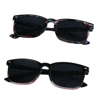 LifeArt Vintage Round Sunglasses for Men and Women Gradient Gray Lens UV400 Protection Outdoor Shades with Floral+Black purple +3.00 Magnification Frame 2 Pack