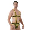 Loloda Men's Hollow Out Jumpsuits Breathable Bodysuit Briefs Wrestling Singlet Backless Leotard Yellow Large view 3