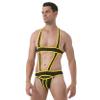 Loloda Men's Hollow Out Jumpsuits Breathable Bodysuit Briefs Wrestling Singlet Backless Leotard Yellow Large view 4