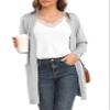 VIISHOW Women's Open Front Casual Knit Long Sleeve Sweater Classic Cover up Cardigan with Pockets, Light gray, XX-Large view 1