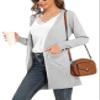 VIISHOW Women's Open Front Casual Knit Long Sleeve Sweater Classic Cover up Cardigan with Pockets, Light gray, XX-Large view 2