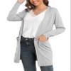 VIISHOW Women's Open Front Casual Knit Long Sleeve Sweater Classic Cover up Cardigan with Pockets, Light gray, XX-Large view 4