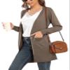 VIISHOW Women's Classic Draped Kimono Cardigans Long Sleeve Open Front Casual Knit Sweaters Coat Soft Outwear, Brown, Large view 2