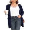 VIISHOW Women's Open Front Casual Long Sleeve Soft Knit Classic Cardigan Sweaters with Pockets, Navy Blue, Small view 2