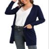 VIISHOW Women's Open Front Casual Long Sleeve Soft Knit Classic Cardigan Sweaters with Pockets, Navy Blue, Small view 3