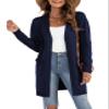 VIISHOW Women's Classic Draped Kimono Cardigans Long Sleeve Open Front Casual Knit Sweaters Coat Soft Outwear, Navy Blue, XX-Large view 1