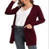 VIISHOW Cardigans for Women Loose Casual Long Sleeve Open Front Breathable Cardigans with Pockets, Wine red, Large view 4