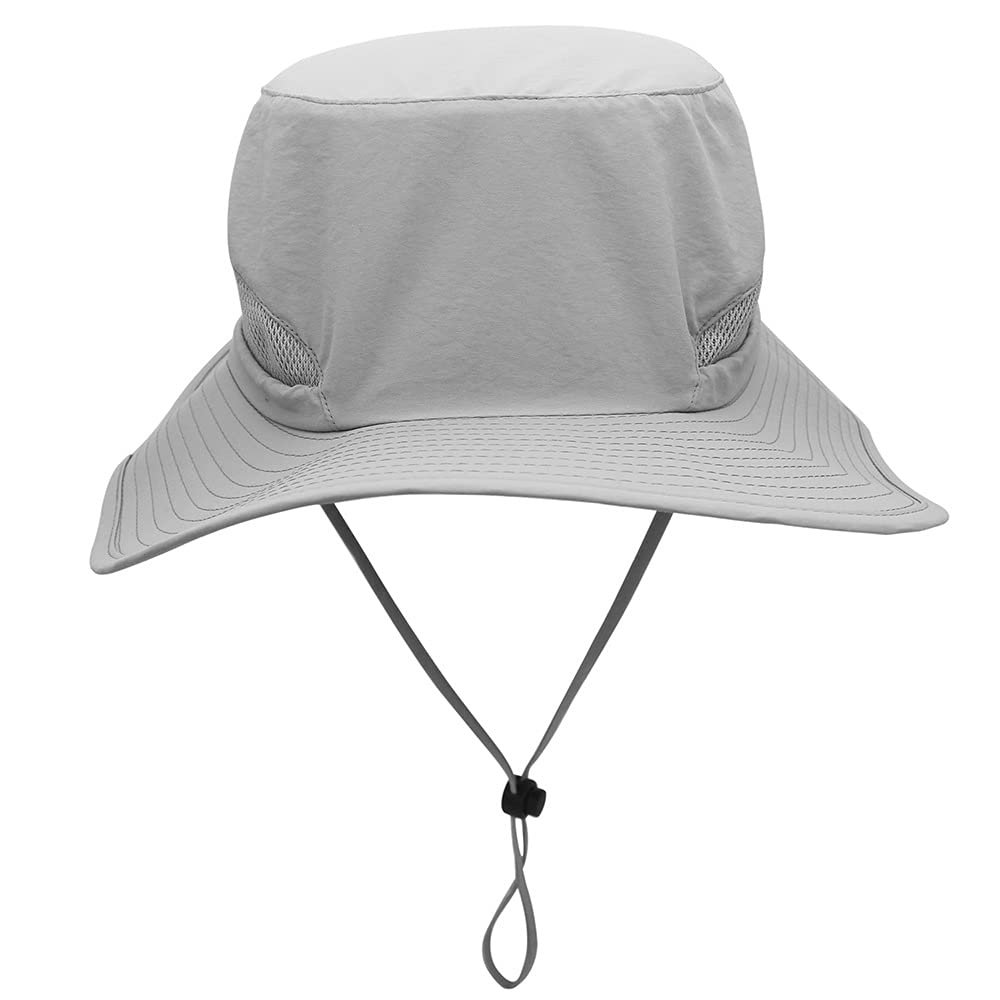 ESTELLEF Waterproof Sun Hat Outdoor UV Protection Bucket Mesh Boonie Hat Adjustable Fishing Cap (Color : Light Gray)