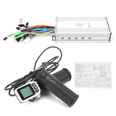 36V/48V 1000W Brushless Motor Controller & Throttle Combo, 124DX LCD Throttle Controller Set for Electric Scooter