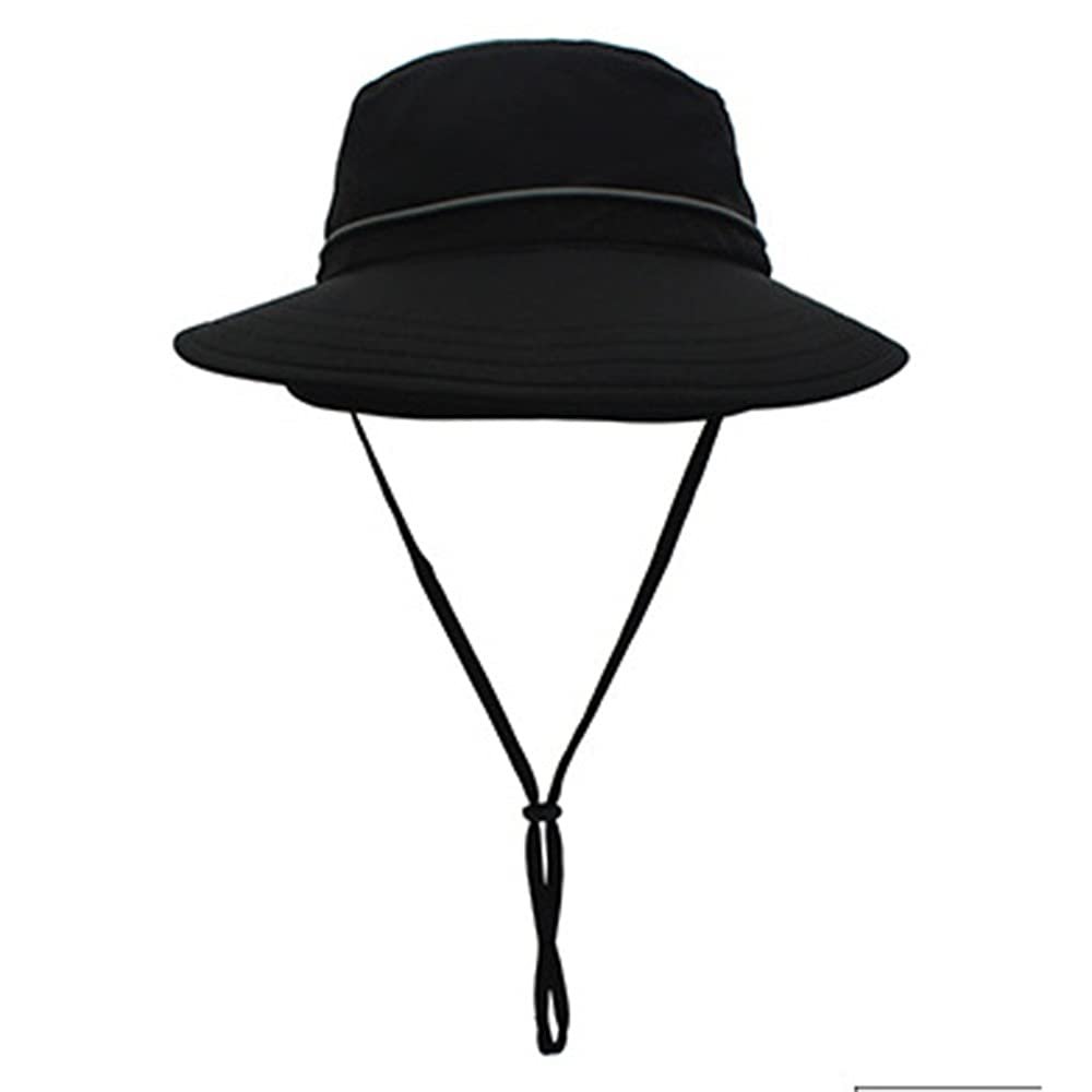 ESTELLEF Outdoor Mesh Sun Hat Wide Brim UV Sun Protection Hat Fishing Hiking Hat (Color : Black)