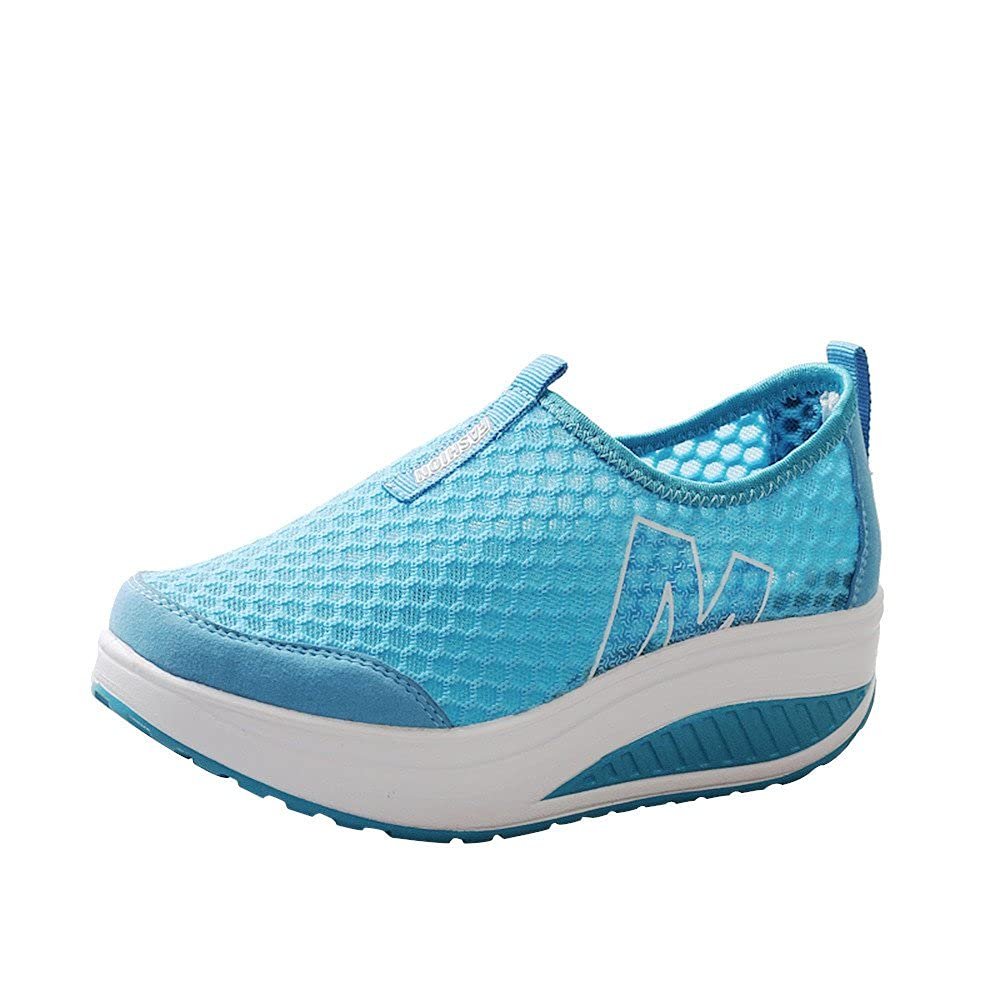 ZBYY Women's Platform Wedge Sneakers Breathable Casual Waking Shoes Lightweight Slip On Comfort Mesh Athletic Shoes