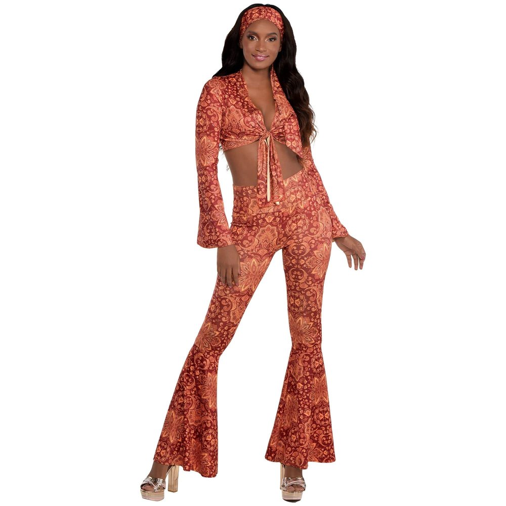 Disco Diva Costume- Extra Large (14-16) | Mandala Design | Tangerine Orange -1 Set