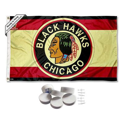 Chicago Blackhawks Vintage Retro Throwback Banner and Tapestry Wall Tack Pads
