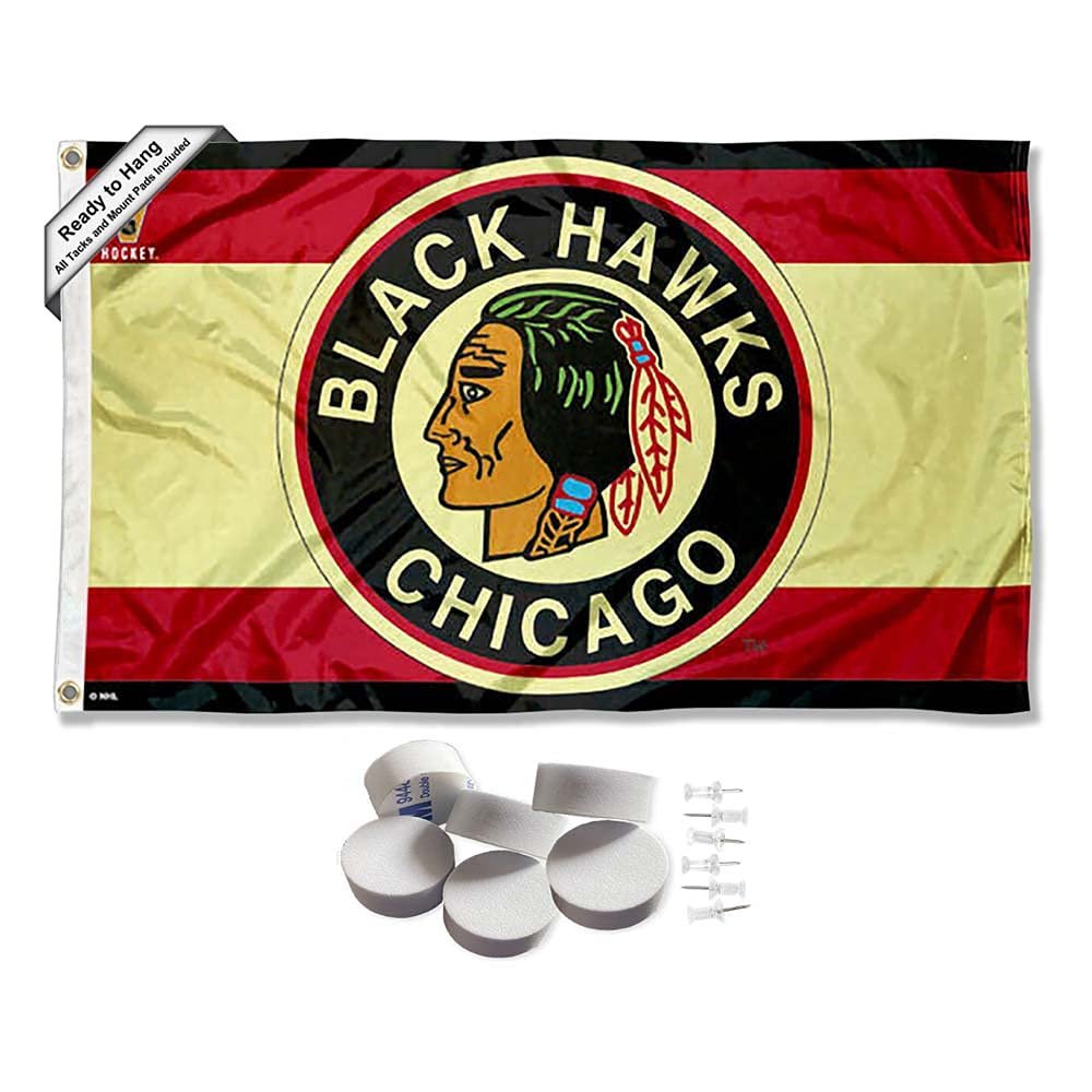 Chicago Blackhawks Vintage Retro Throwback Banner and Tapestry Wall Tack Pads