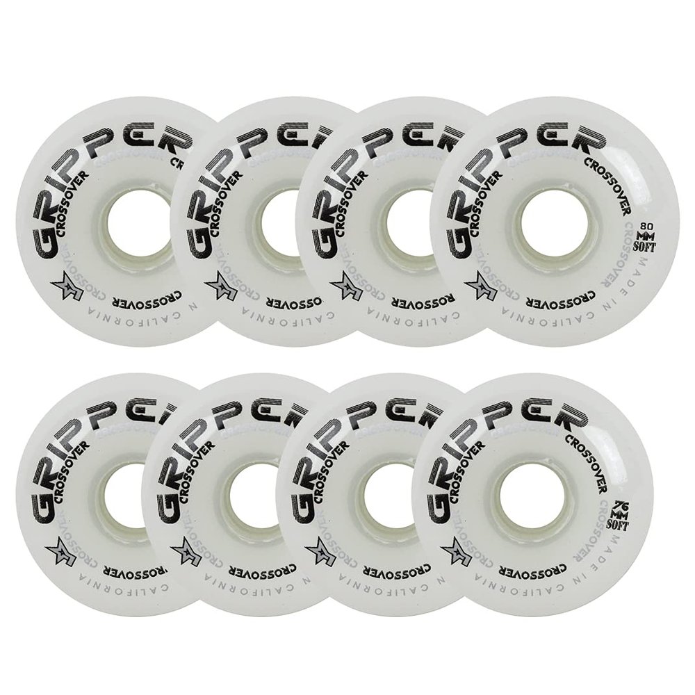 Labeda Roller Hockey Wheels Gripper Crossover Soft 76A White 76mm 80mm Hilo