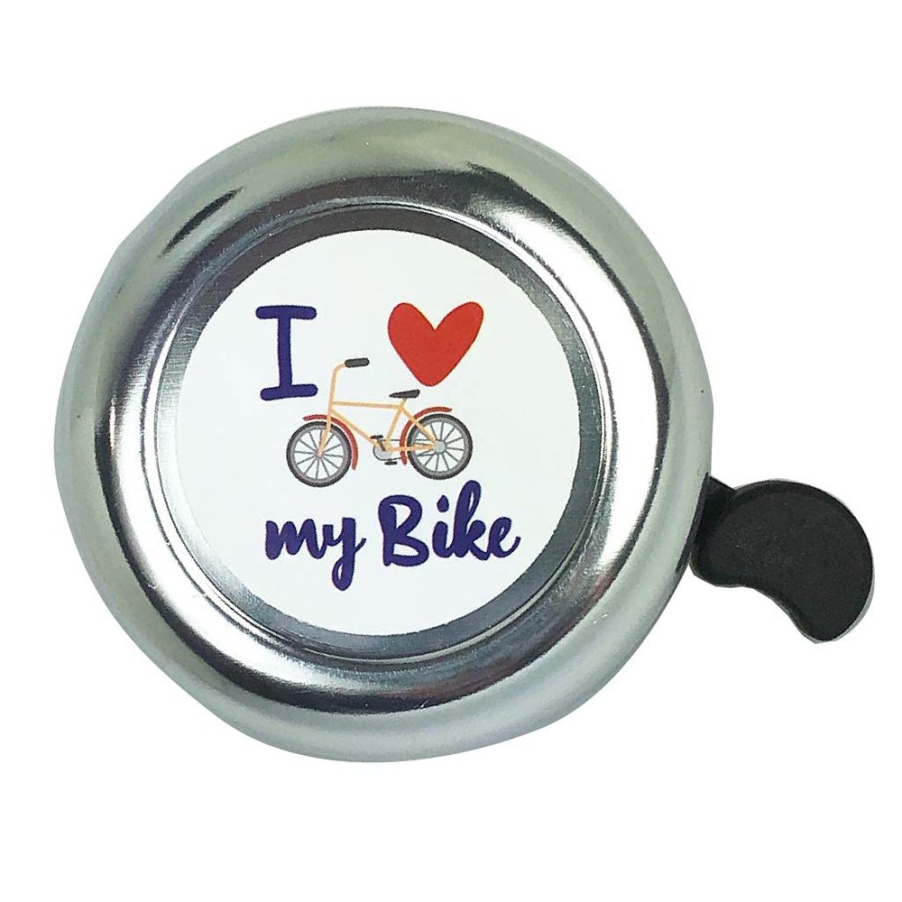 ABSOAR Cycling Love My Bike Bell for Kids Mountain City Road Retro Bike Adults Girls Boys Men Women, Love My Bike, Silver