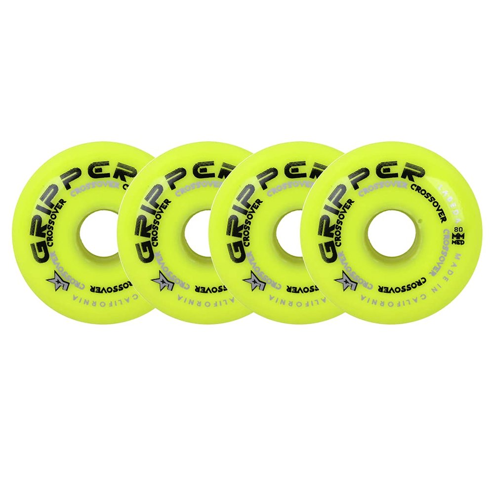 Labeda Roller Hockey Wheels Gripper Crossover Medium 80A Yellow 80mm - Set of 4