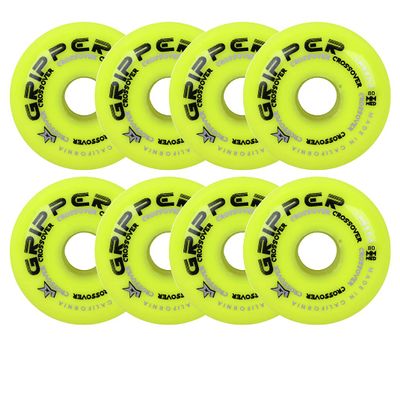 Labeda Roller Hockey Wheels Gripper Crossover Medium 80A Yellow 80mm - Set of 8