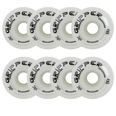 Labeda Roller Hockey Wheels Gripper Crossover Soft 76A White 72mm - Set of 8
