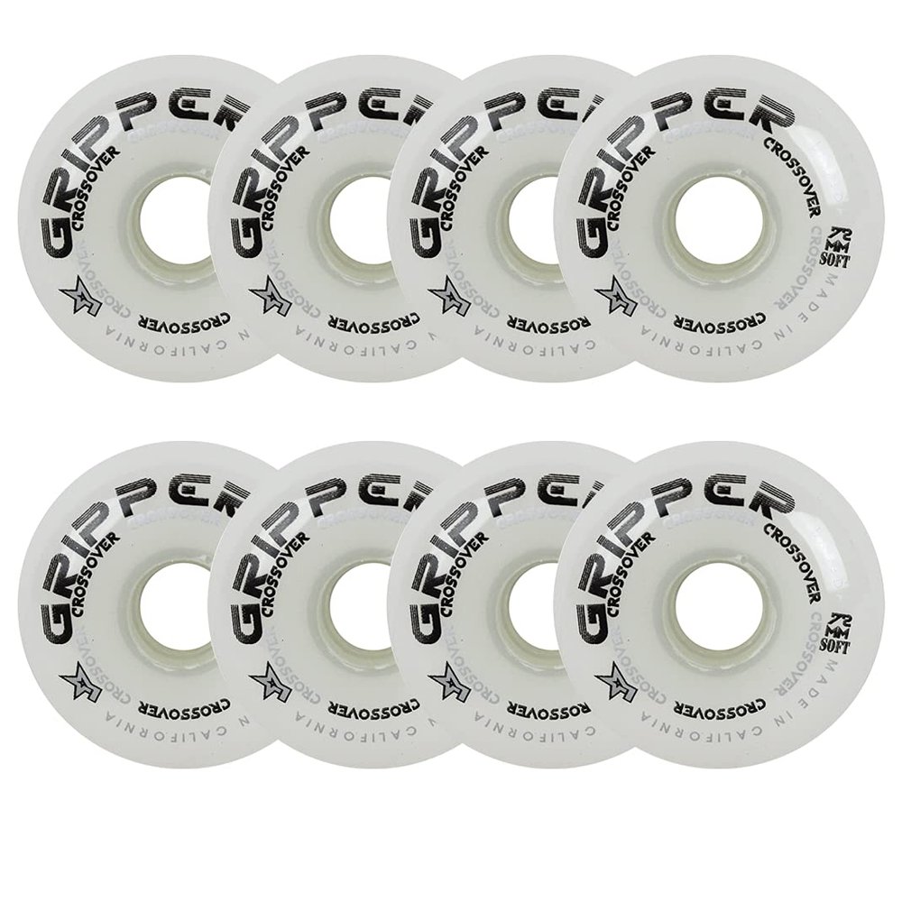 Labeda Roller Hockey Wheels Gripper Crossover Soft 76A White 72mm - Set of 8