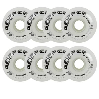 Labeda Roller Hockey Wheels Gripper Crossover Soft 76A White 80mm - Set of 8