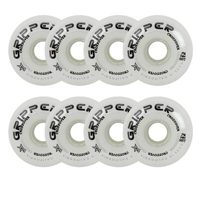 Labeda Roller Hockey Wheels Gripper Crossover Soft 76A White 76mm - Set of 8,White ,76mm 8-Pack