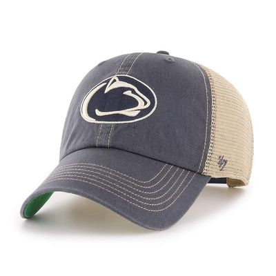 47 NCAA Trawler Team Color Mesh Trucker Clean Up Adjustable Hat, Adult One Size Fits All (Penn State Nittany Lions Navy)