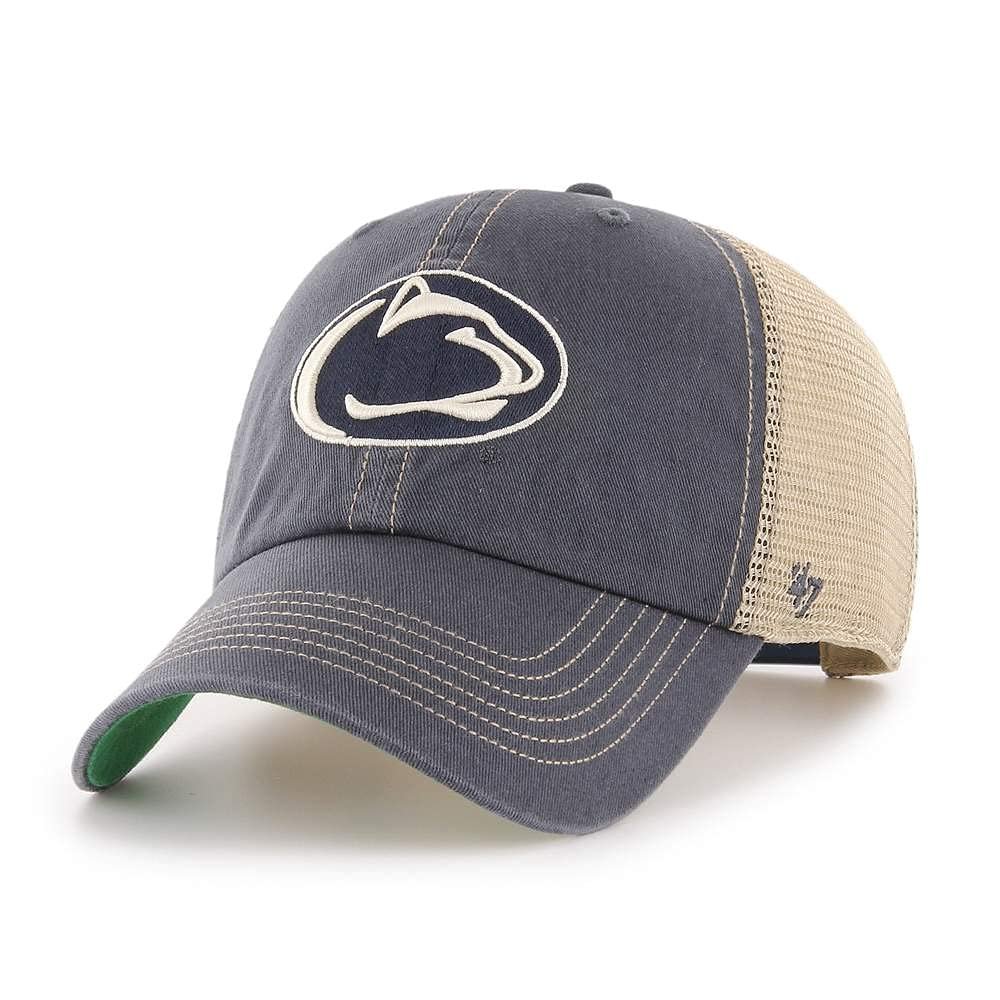 47 NCAA Trawler Team Color Mesh Trucker Clean Up Adjustable Hat, Adult One Size Fits All (Penn State Nittany Lions Navy)
