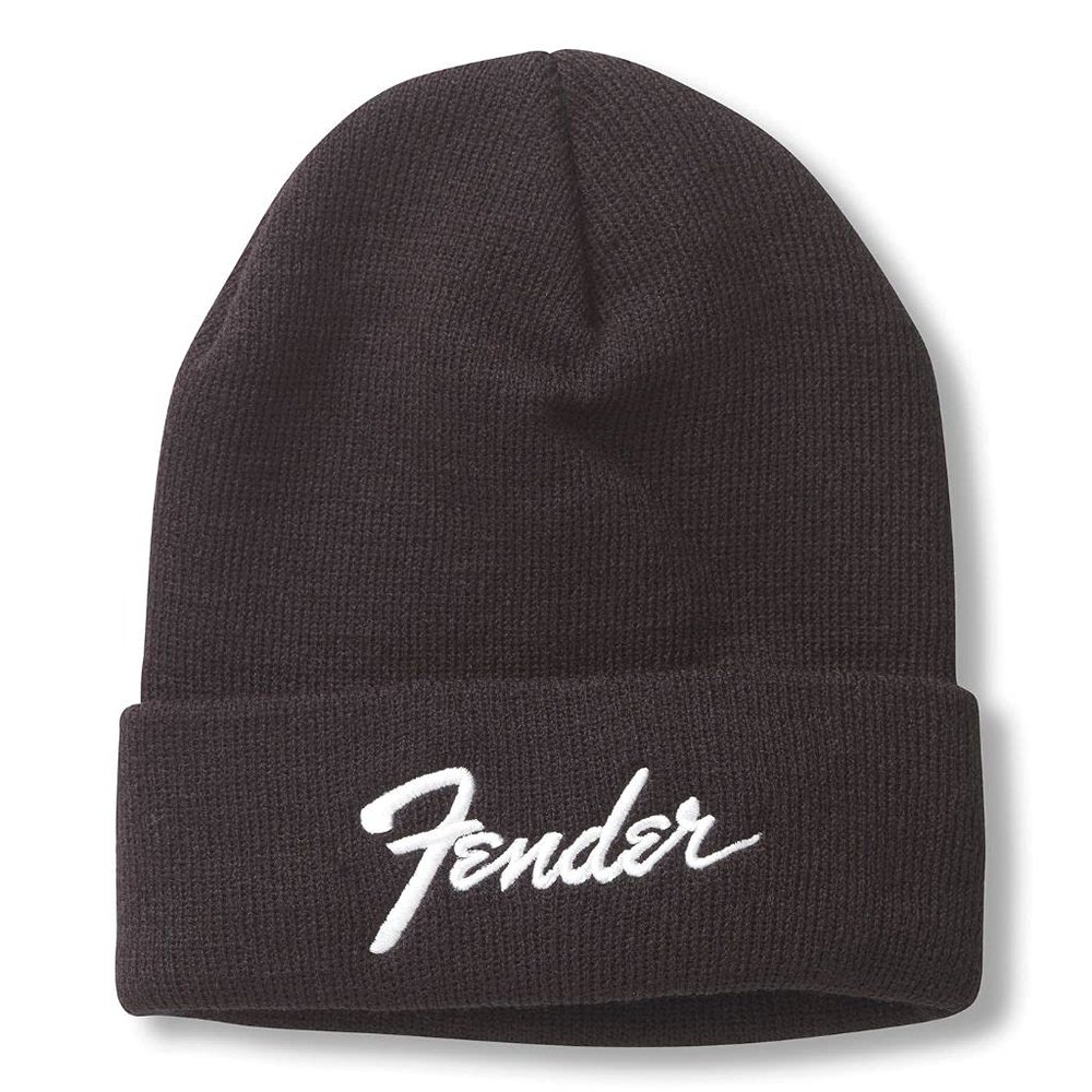 AMERICAN NEEDLE Fender Unisex Cuffed Beanie Warm Headwear, Cuffed Knit Collection, Black (21019A-FEND-BLK)